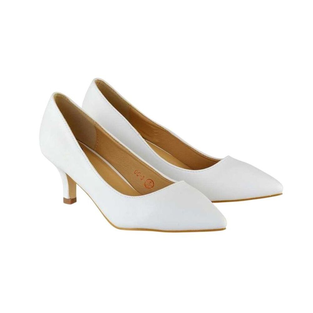 XY London Womens/Ladies Cali Low Kitten Heel Court Shoes / White